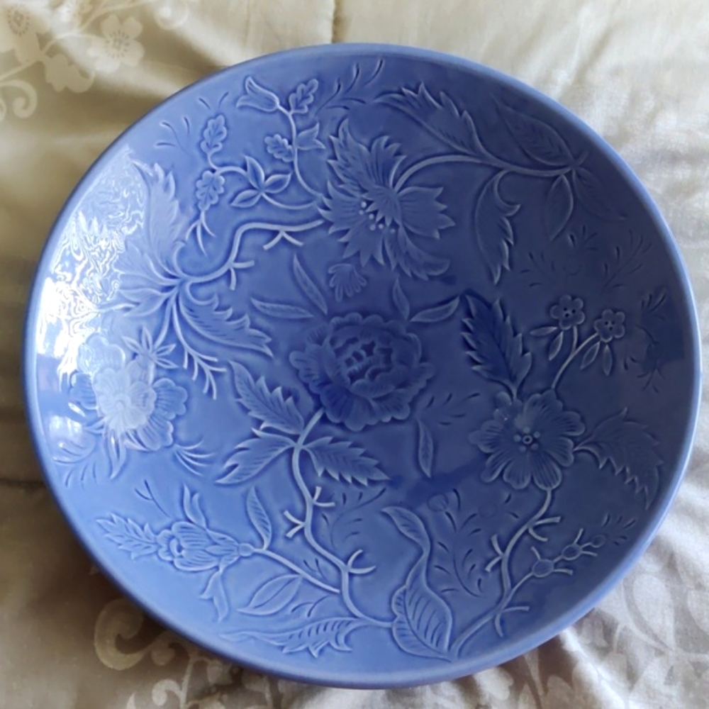 Rare Vintage Laura Ashley Blue Floral Bowl Made in England HTF
